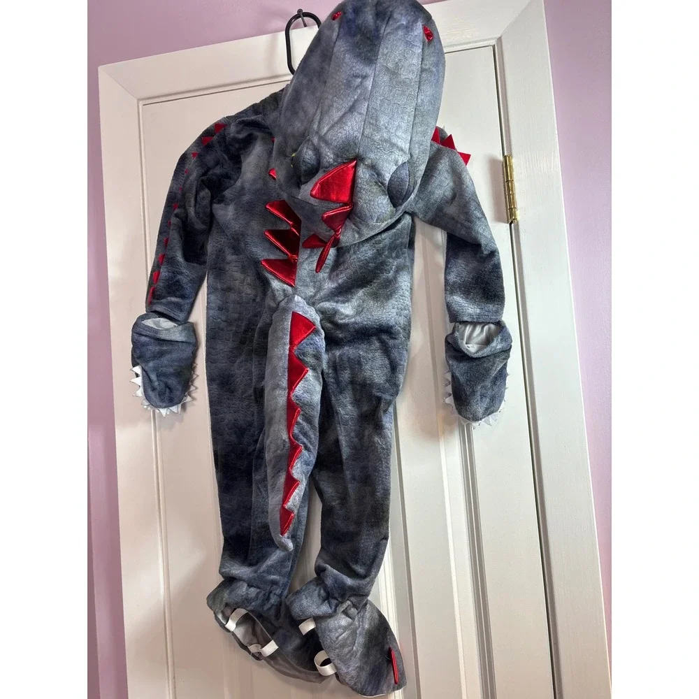 Ministry of Rascals Kids Grey Red Dinosaur Halloween Costume Jumpsuit 3T